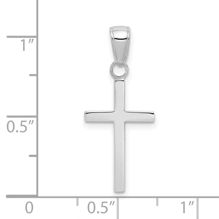 10K White Gold Solid Medium 3-D Polished Latin Cross Pendant