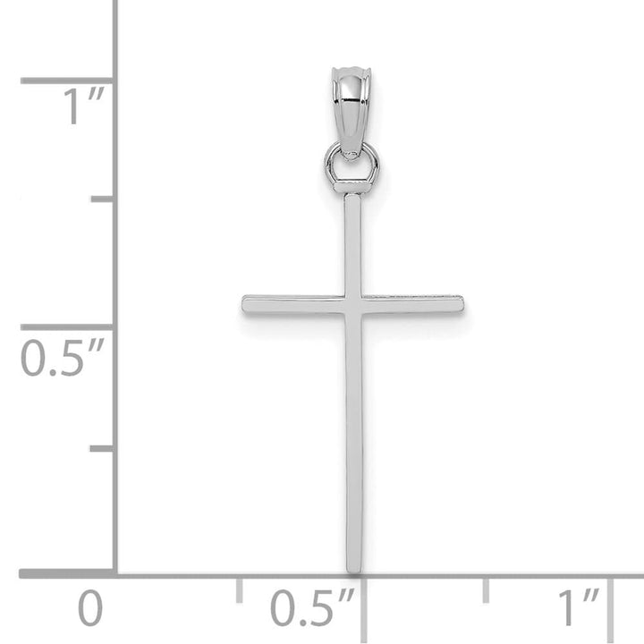 10K White Gold Solid Medium 3-D Polished Stick Latin Cross Charm