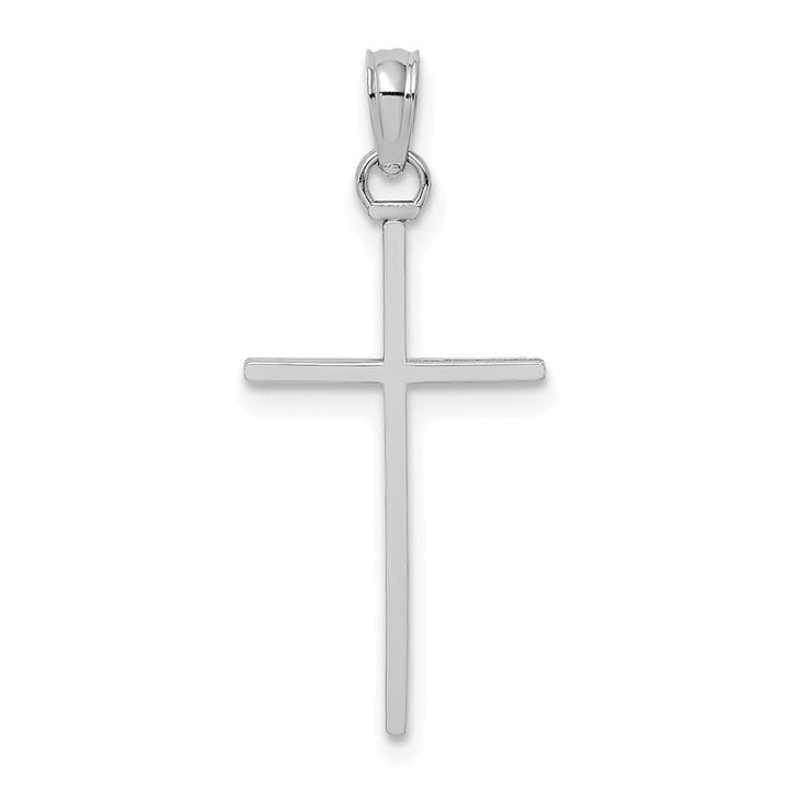 10K White Gold Solid Medium 3-D Polished Stick Latin Cross Charm