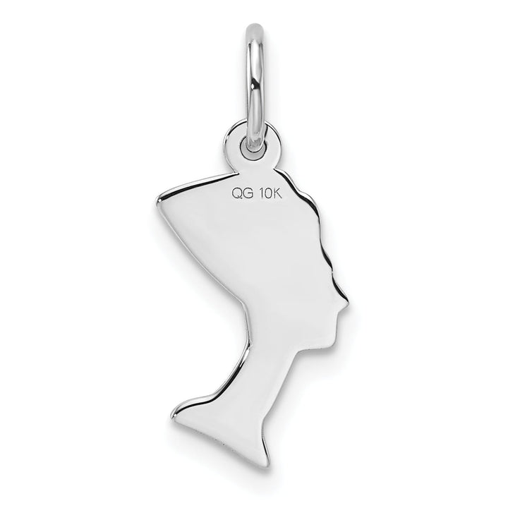 10K White Gold Solid Nefertiti Charm