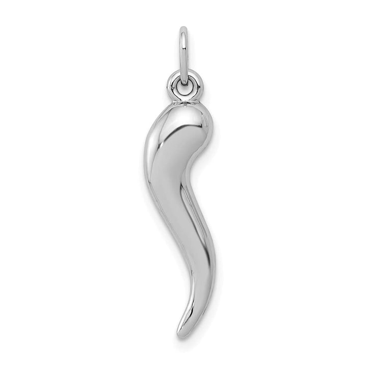 10K White Gold Solid Polished 3-D Large Italian Horn Charm