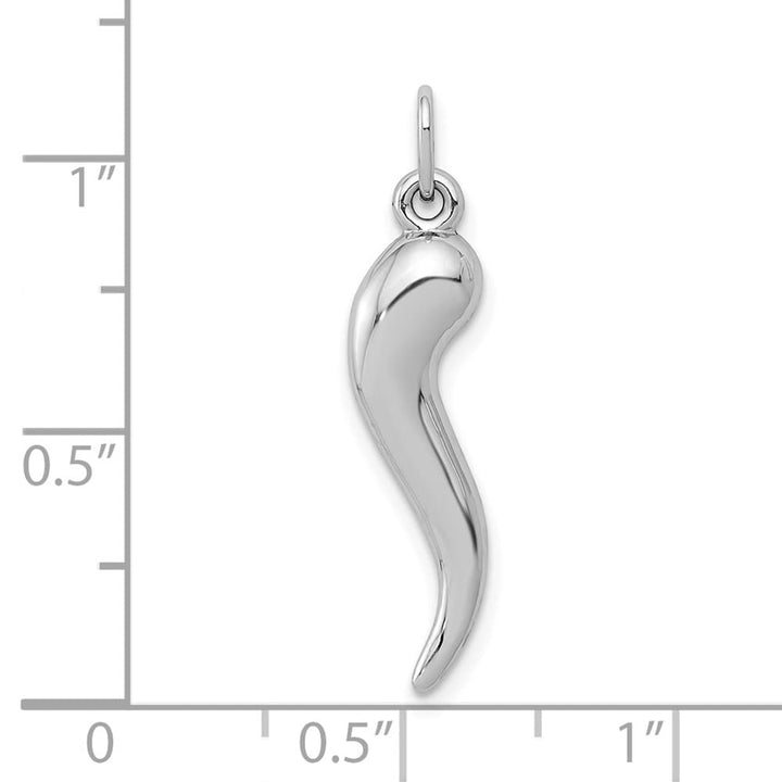 10K White Gold Solid Polished 3-D Large Italian Horn Charm