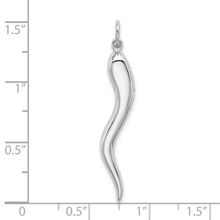10K White Gold Solid Polished 3-D Large Italian Horn Charm