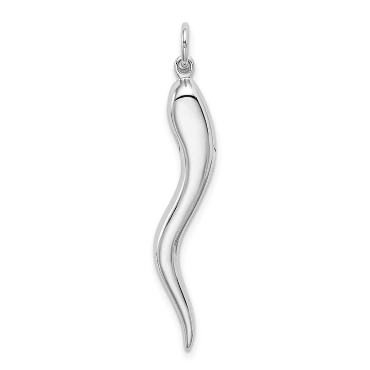 10K White Gold Solid Polished 3-D Large Italian Horn Charm