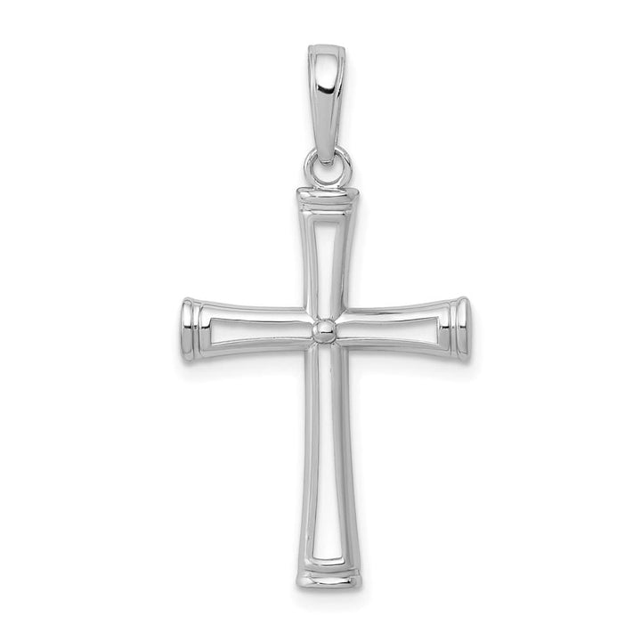10K White Gold Solid Polished and Cut-Out Medium Latin Cross