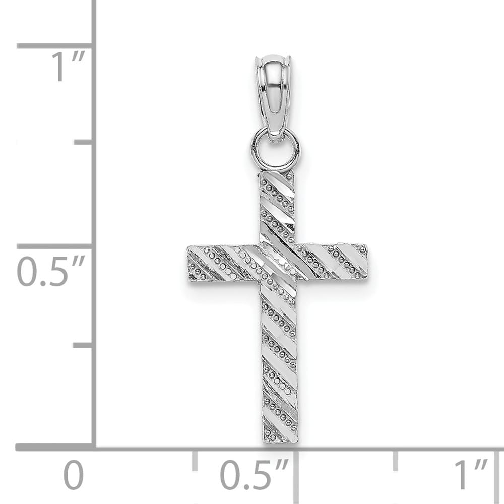 10K White Gold Solid Polished D.C. Medium Latin Cross Pendant