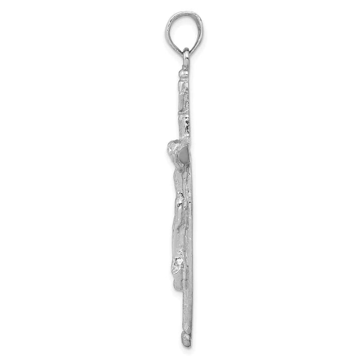 10K White Gold Solid Polished Extra Large INRI Crucifix Pendant