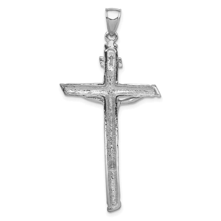 10K White Gold Solid Polished Extra Large INRI Crucifix Pendant