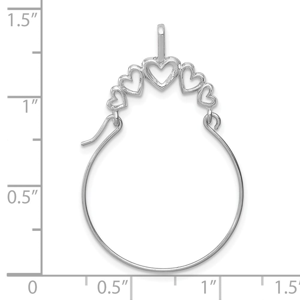 10K White Gold Solid Polished Large 5-Heart Charm Holder
