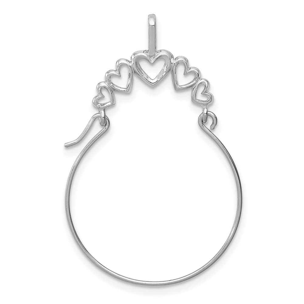 10K White Gold Solid Polished Large 5-Heart Charm Holder