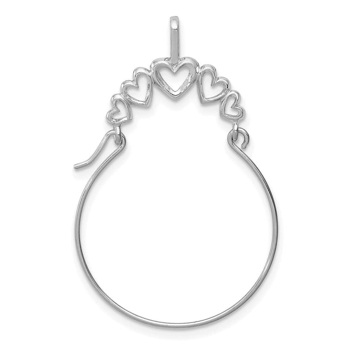 10K White Gold Solid Polished Large 5-Heart Charm Holder