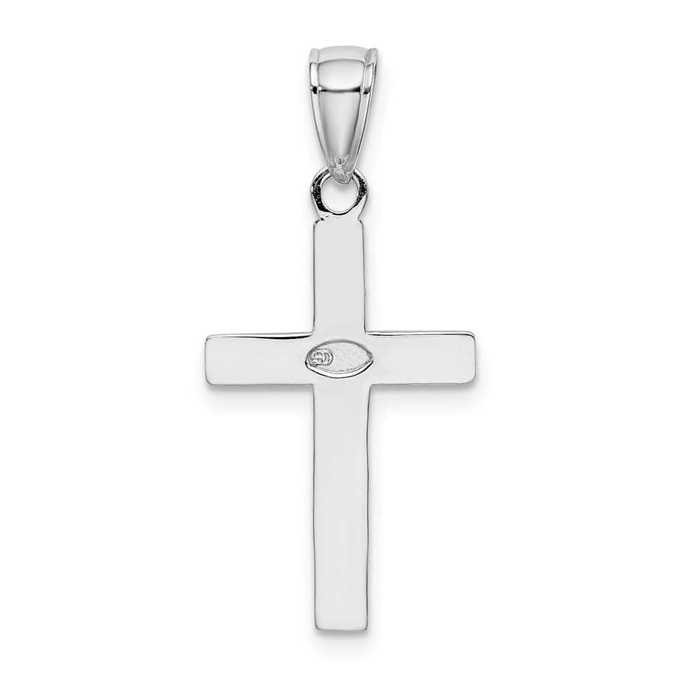 10K White Gold Solid Polished Large Cross Pendant