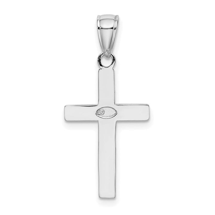 10K White Gold Solid Polished Large Cross Pendant