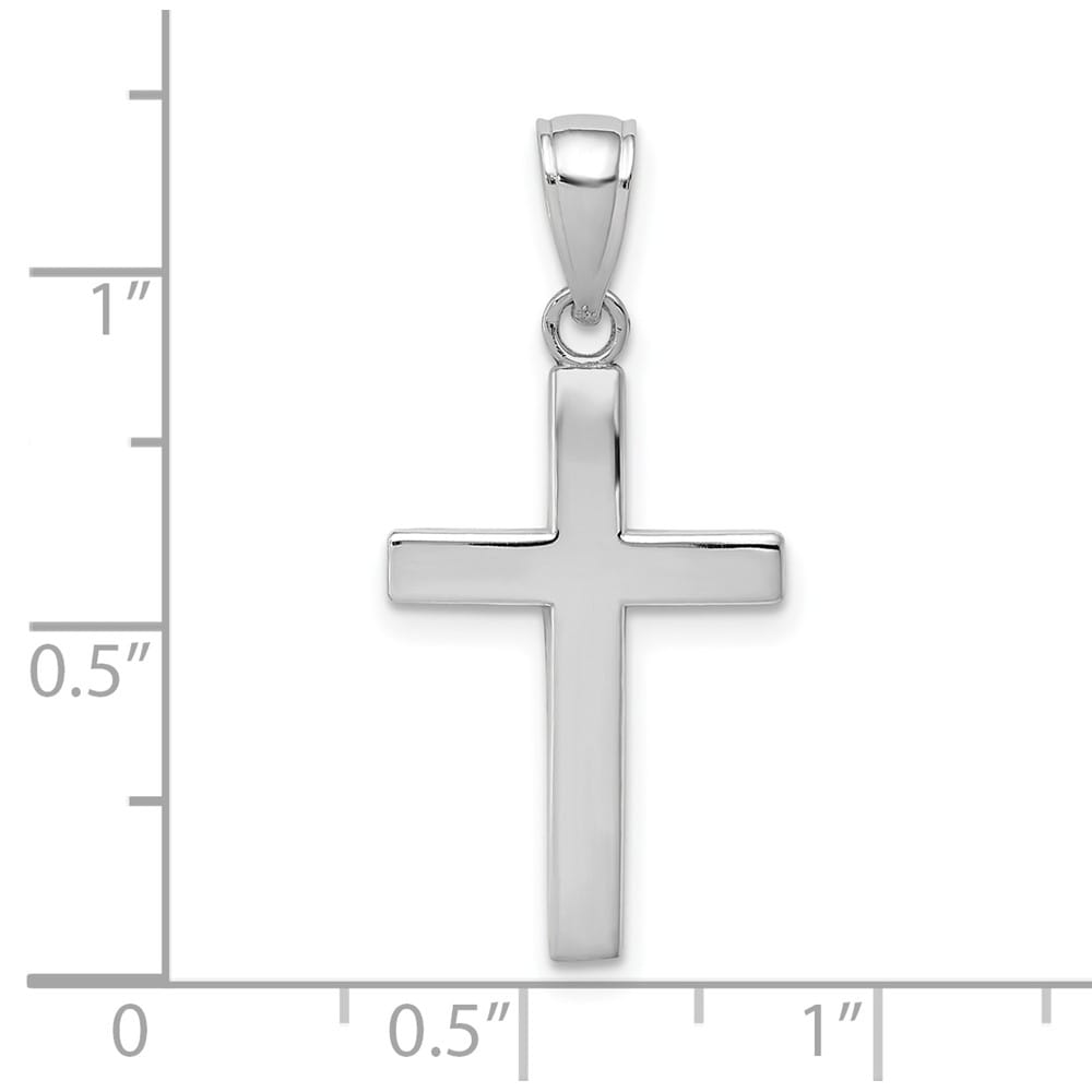 10K White Gold Solid Polished Large Cross Pendant