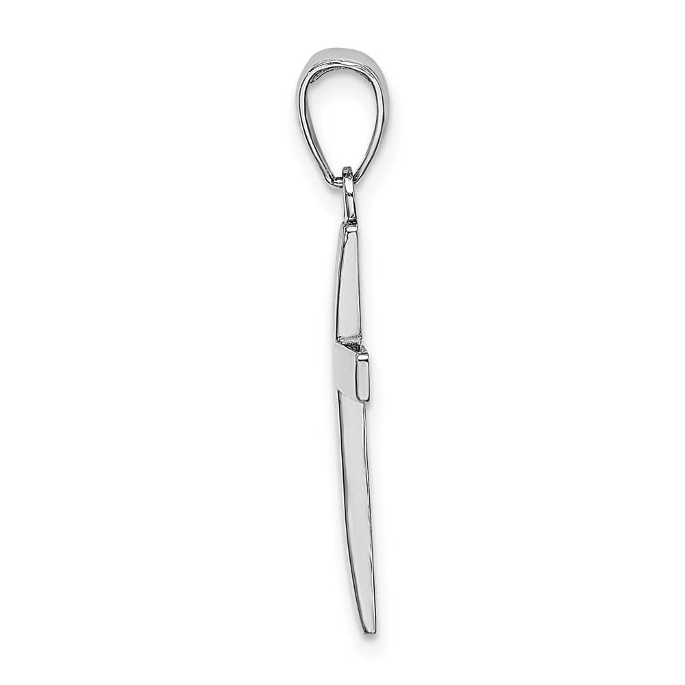 10K White Gold Solid Polished Large Cross Pendant