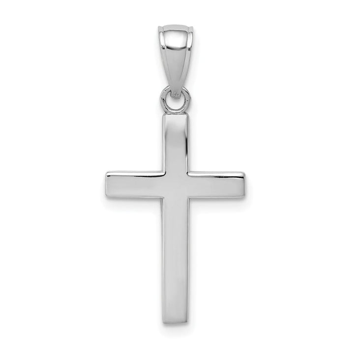 10K White Gold Solid Polished Large Cross Pendant