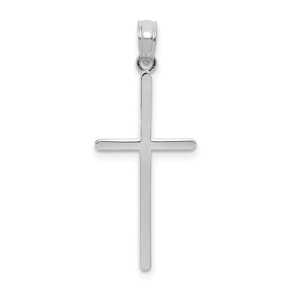 10K White Gold Solid Polished Large Latin Cross Pendant