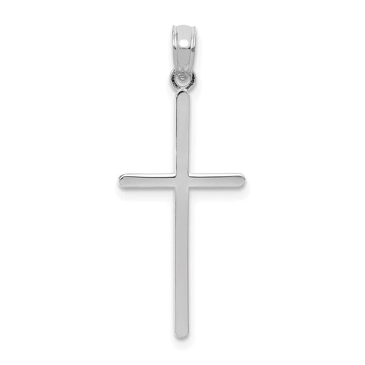 10K White Gold Solid Polished Large Latin Cross Pendant