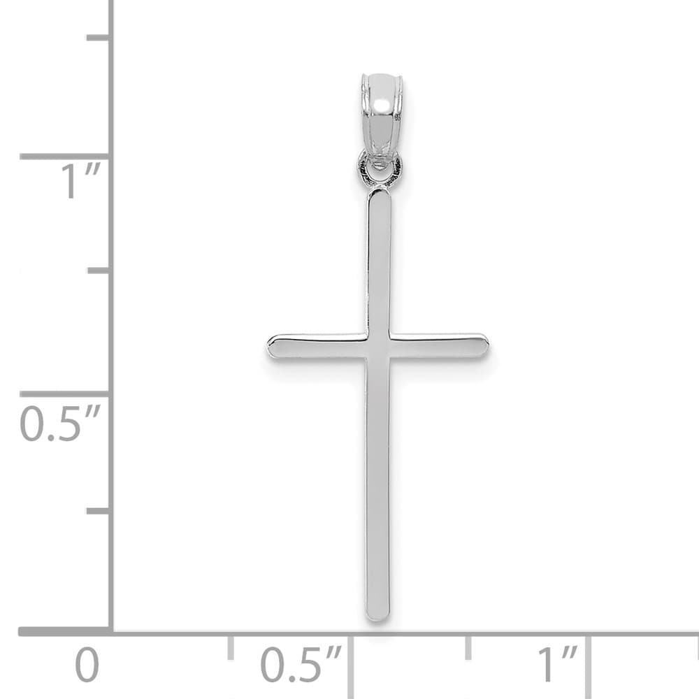 10K White Gold Solid Polished Large Latin Cross Pendant