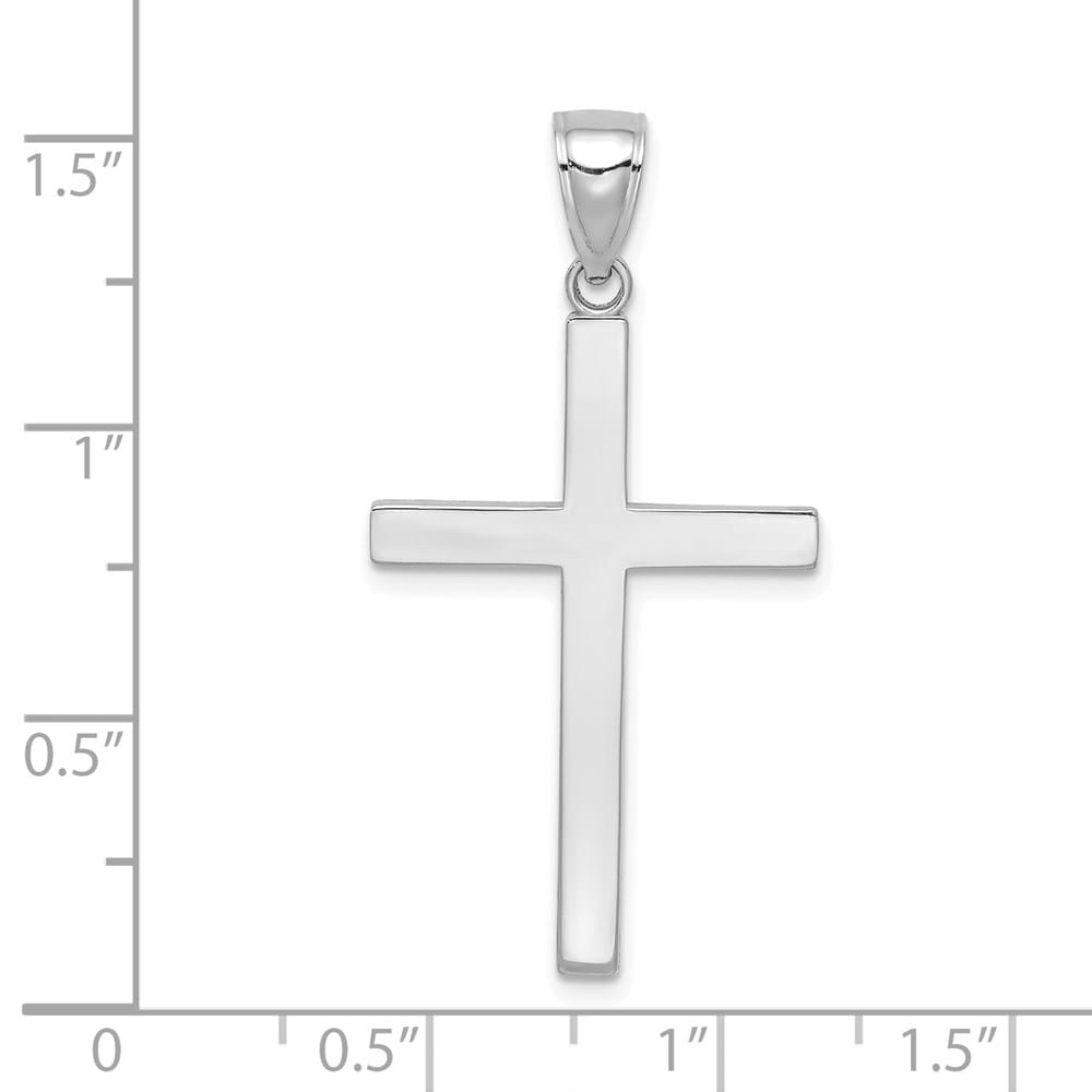 10K White Gold Solid Polished Large Latin Cross Pendant