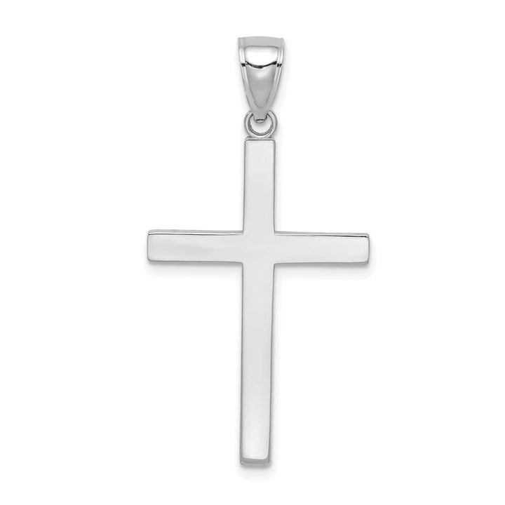 10K White Gold Solid Polished Large Latin Cross Pendant