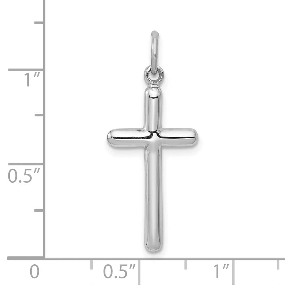 10K White Gold Solid Polished Large Latin Cross Pendant