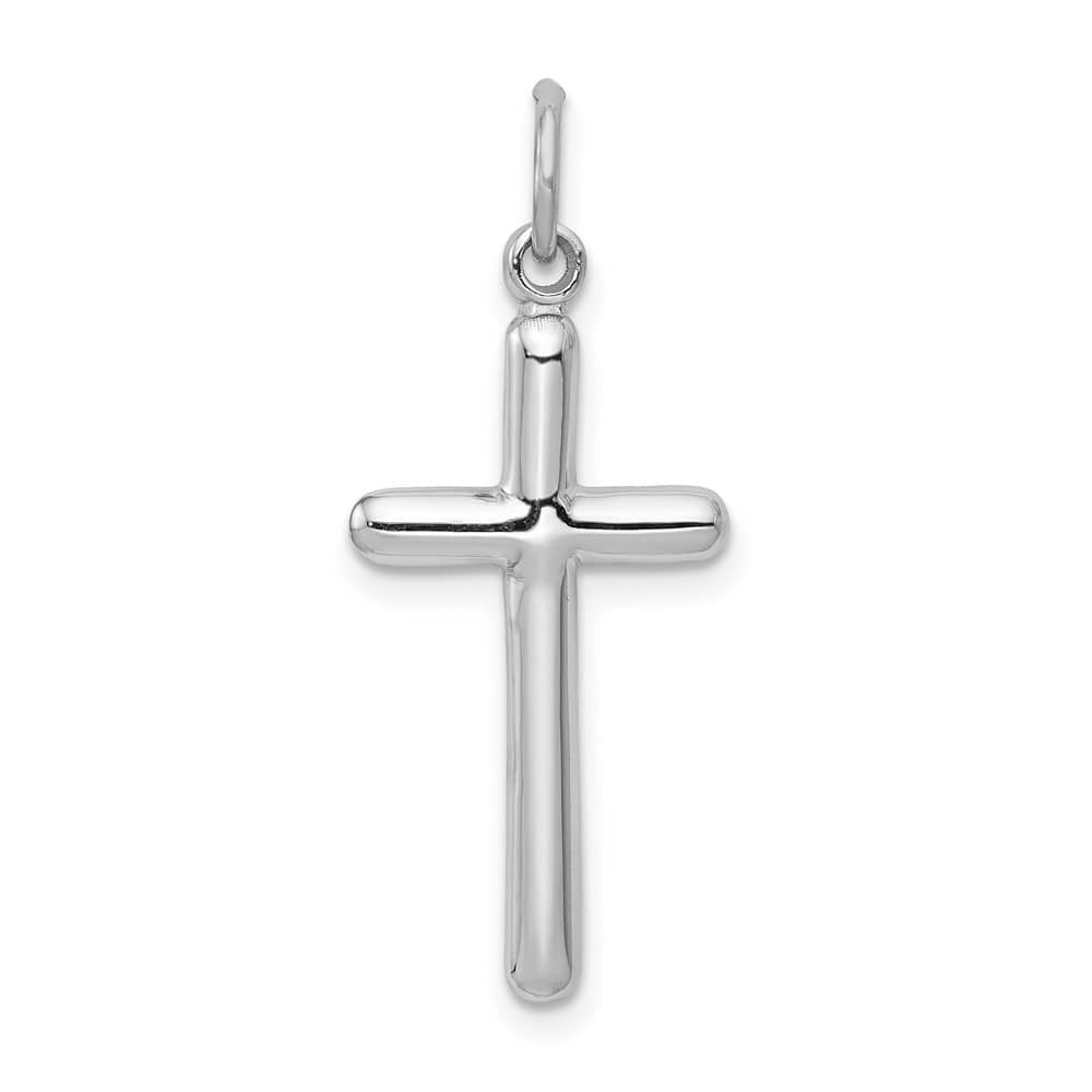 10K White Gold Solid Polished Large Latin Cross Pendant