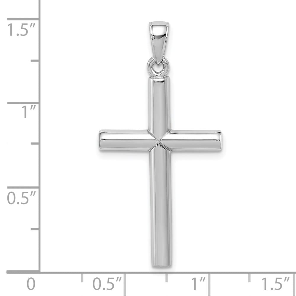 10K White Gold Solid Polished Large Latin Cross Pendant