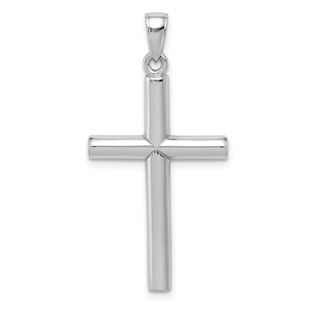 10K White Gold Solid Polished Large Latin Cross Pendant