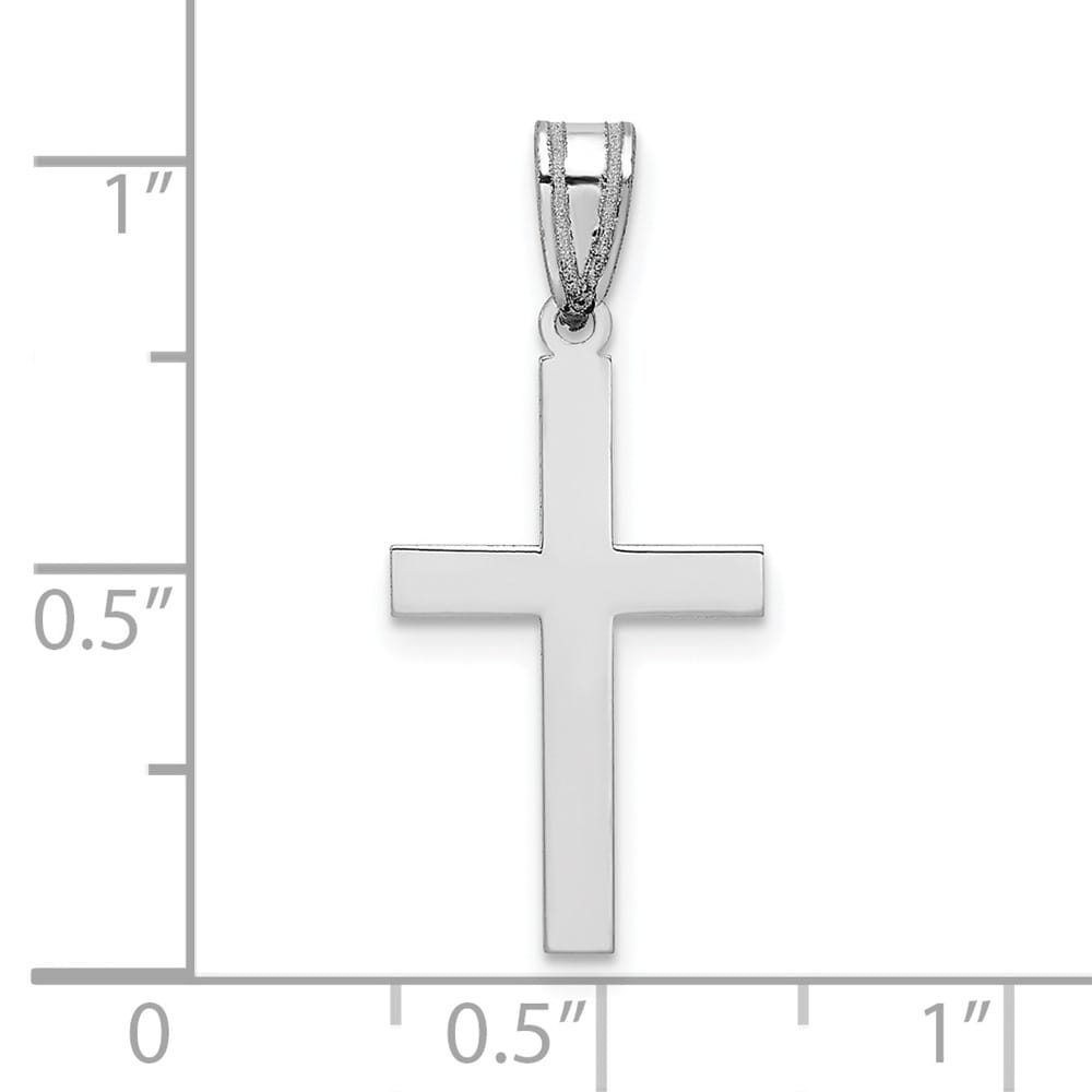 10K White Gold Solid Polished Large Latin Cross Pendant