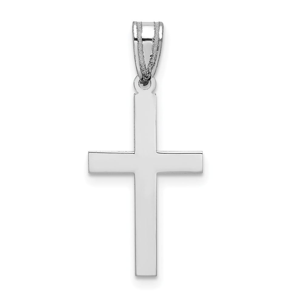 10K White Gold Solid Polished Large Latin Cross Pendant
