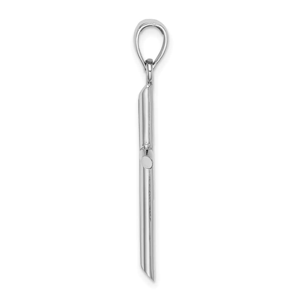 10K White Gold Solid Polished Large Tubular Latin Cross Pendant