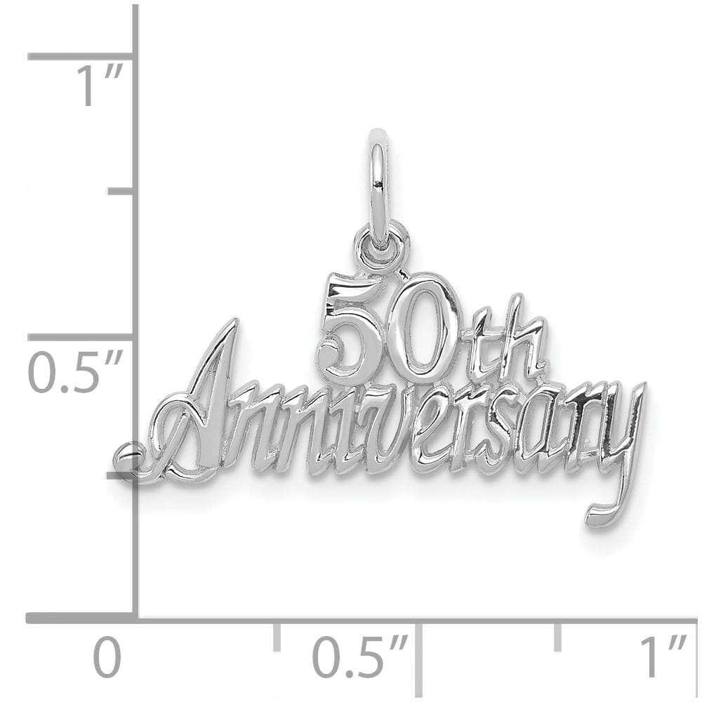 10K White Gold Solid Polished Medium 50th Anniversary Charm