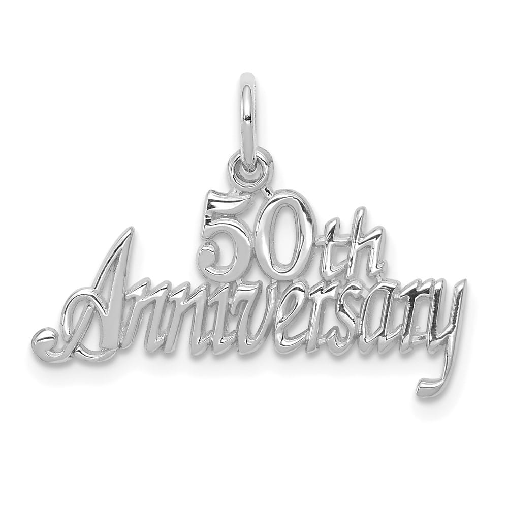 10K White Gold Solid Polished Medium 50th Anniversary Charm