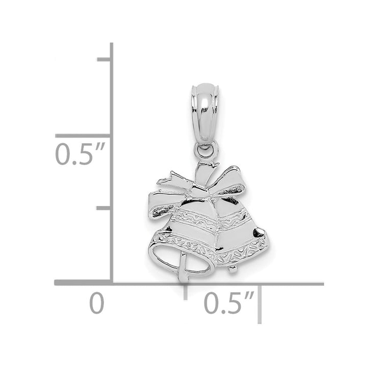 10K White Gold Solid Polished Medium Christmas Bells Pendant