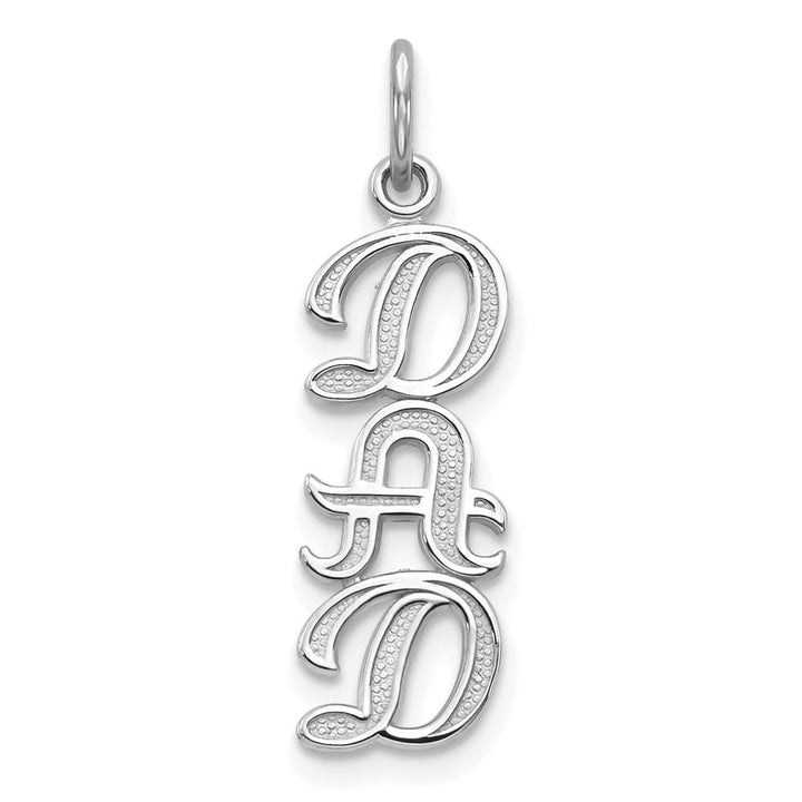 10K White Gold Solid Polished Medium DAD Vertical Charm