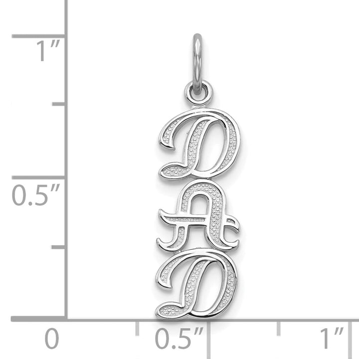 10K White Gold Solid Polished Medium DAD Vertical Charm