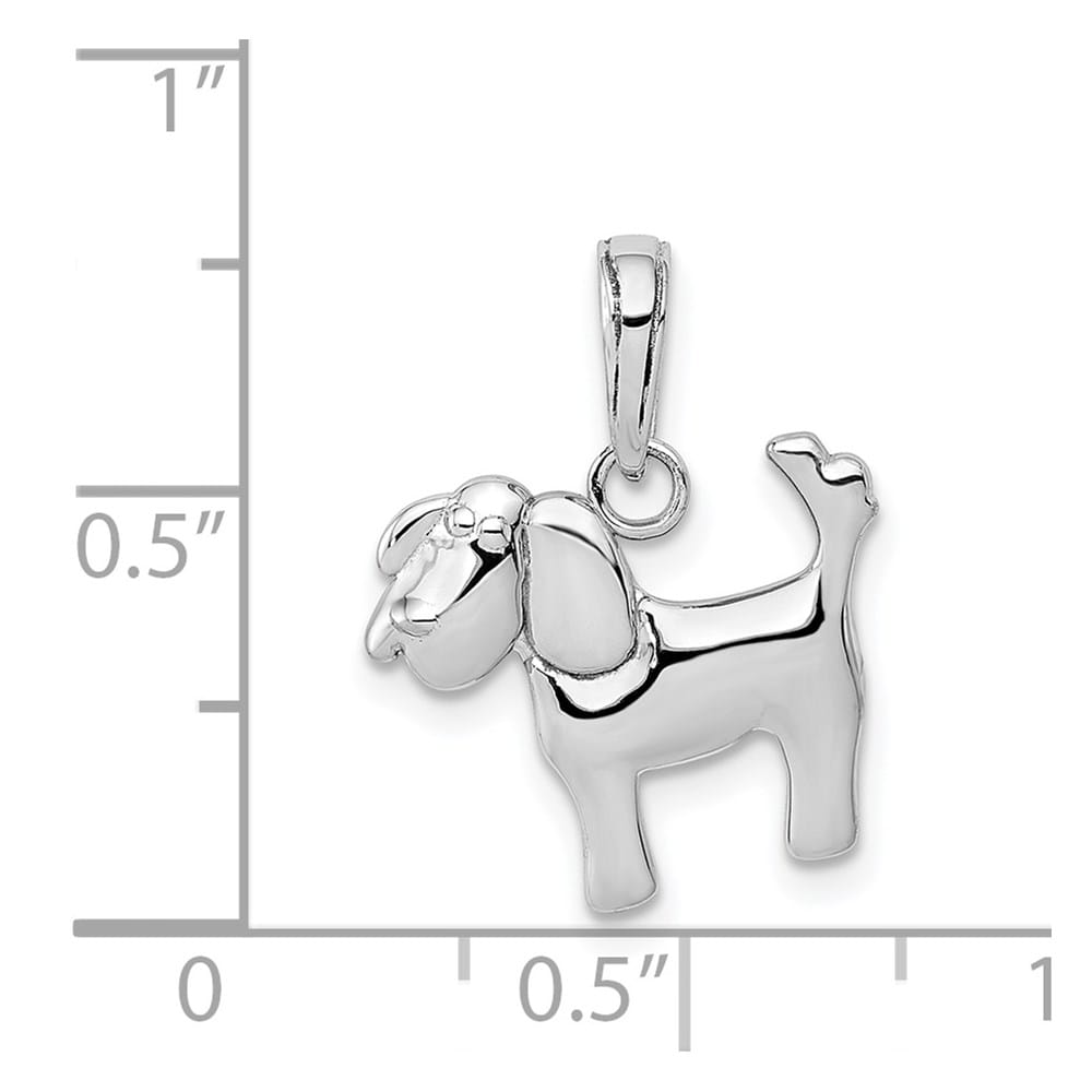 10K White Gold Solid Polished Medium Dog Charm