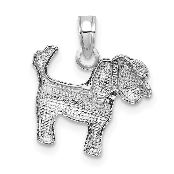 10K White Gold Solid Polished Medium Dog Charm