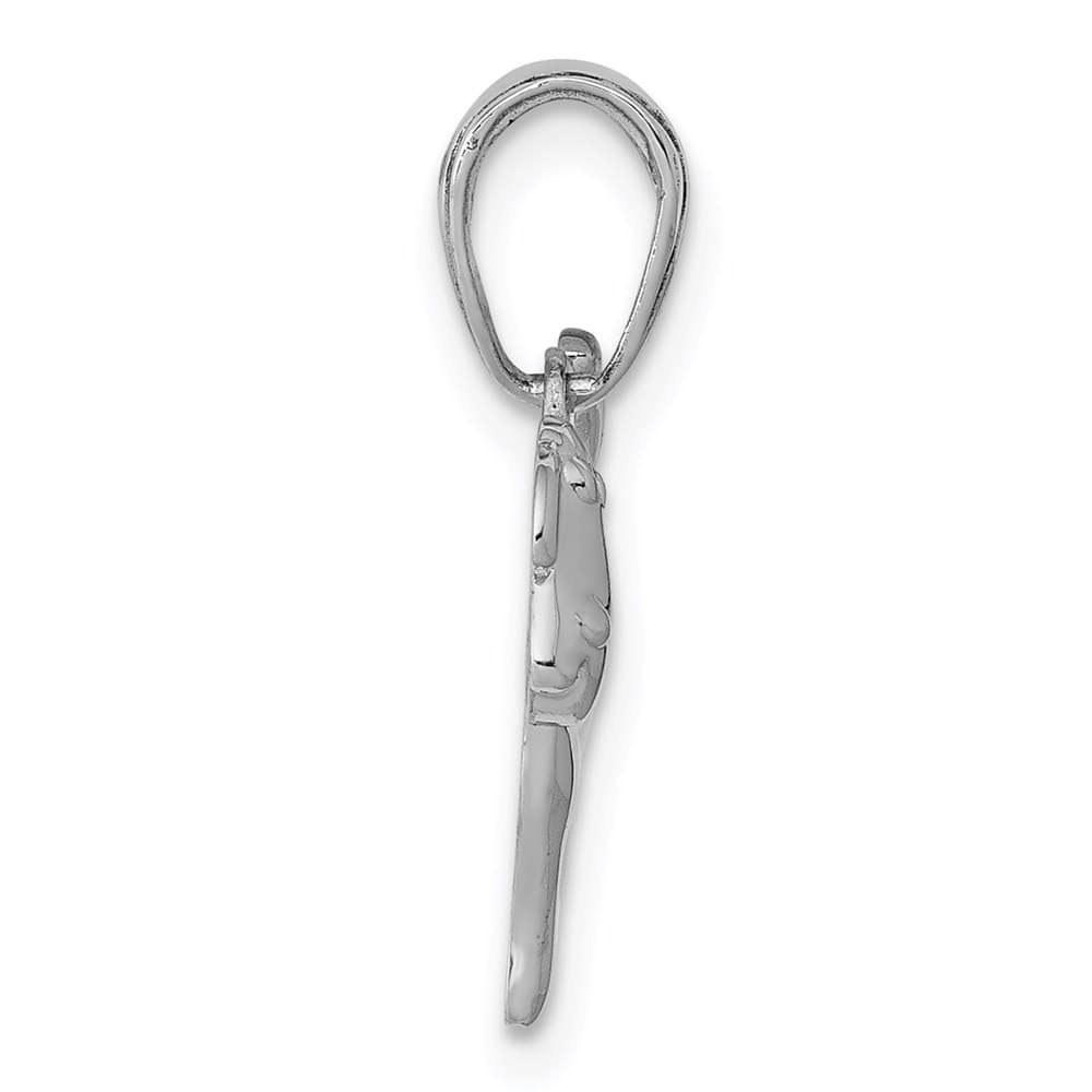 10K White Gold Solid Polished Medium Dog Charm