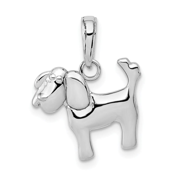 10K White Gold Solid Polished Medium Dog Charm