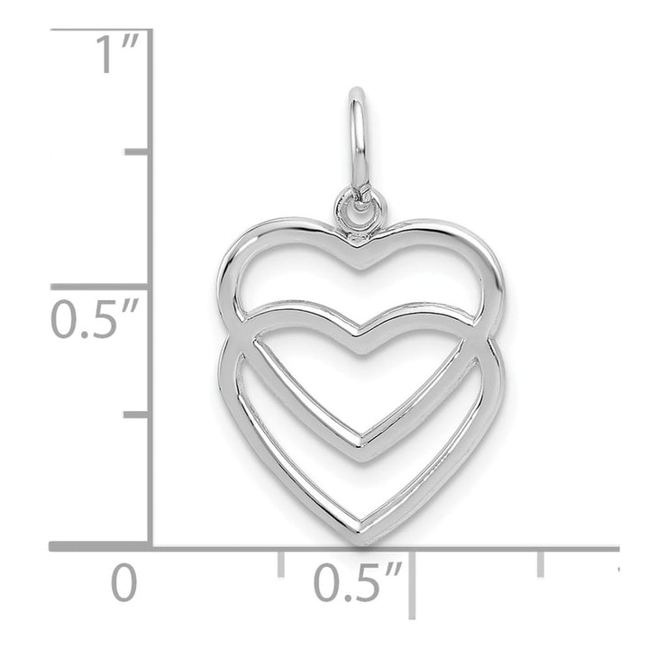 10K White Gold Solid Polished Medium Double Heart Pendant