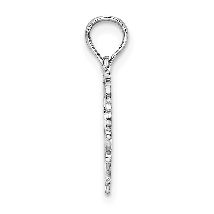 10K White Gold Solid Polished Medium Heart with Lacey Trim Charm