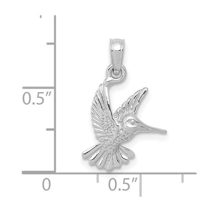 10K White Gold Solid Polished Medium Hummingbird Charm