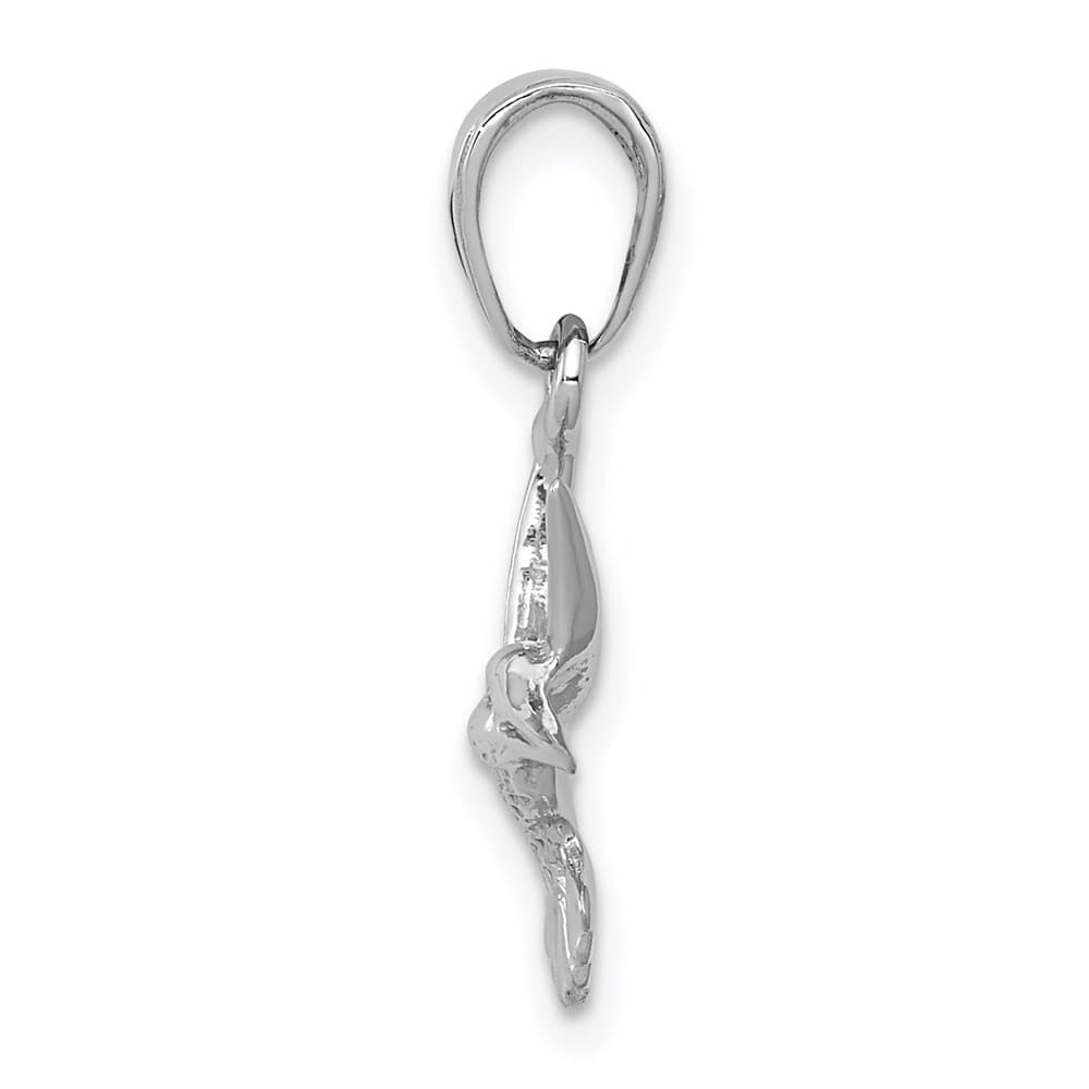 10K White Gold Solid Polished Medium Hummingbird Charm