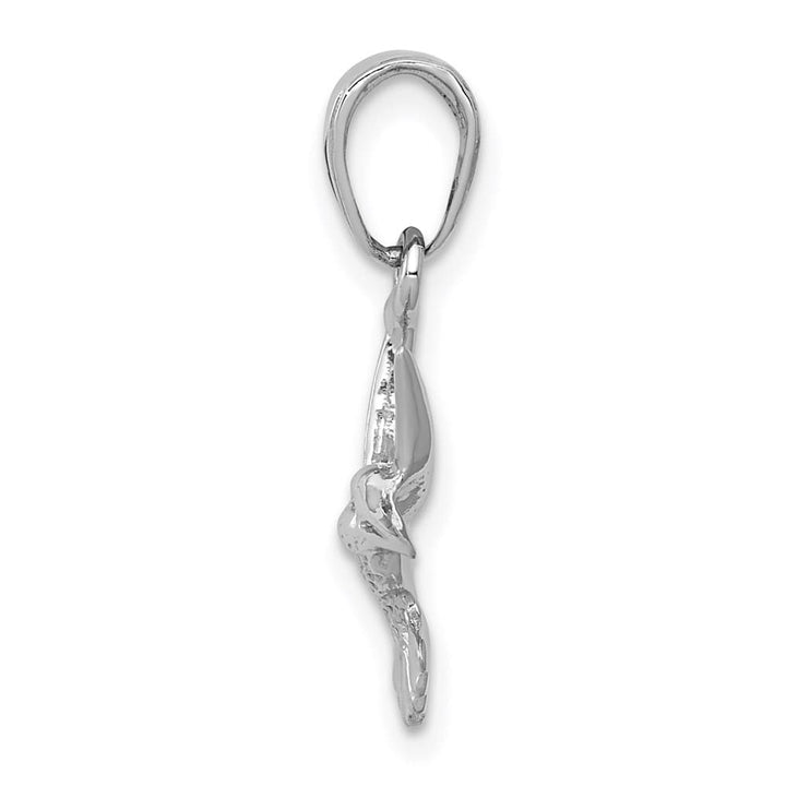 10K White Gold Solid Polished Medium Hummingbird Charm