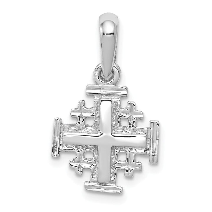 10K White Gold Solid Polished Medium Jerusalem Cross Charm