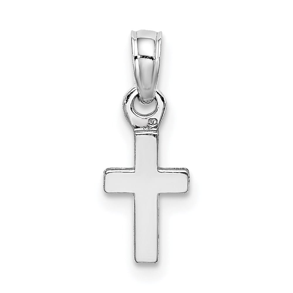 10K White Gold Solid Polished Medium Latin Cross Charm