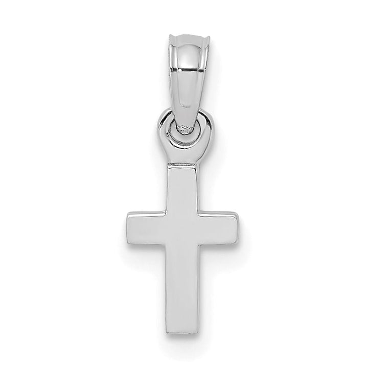 10K White Gold Solid Polished Medium Latin Cross Charm