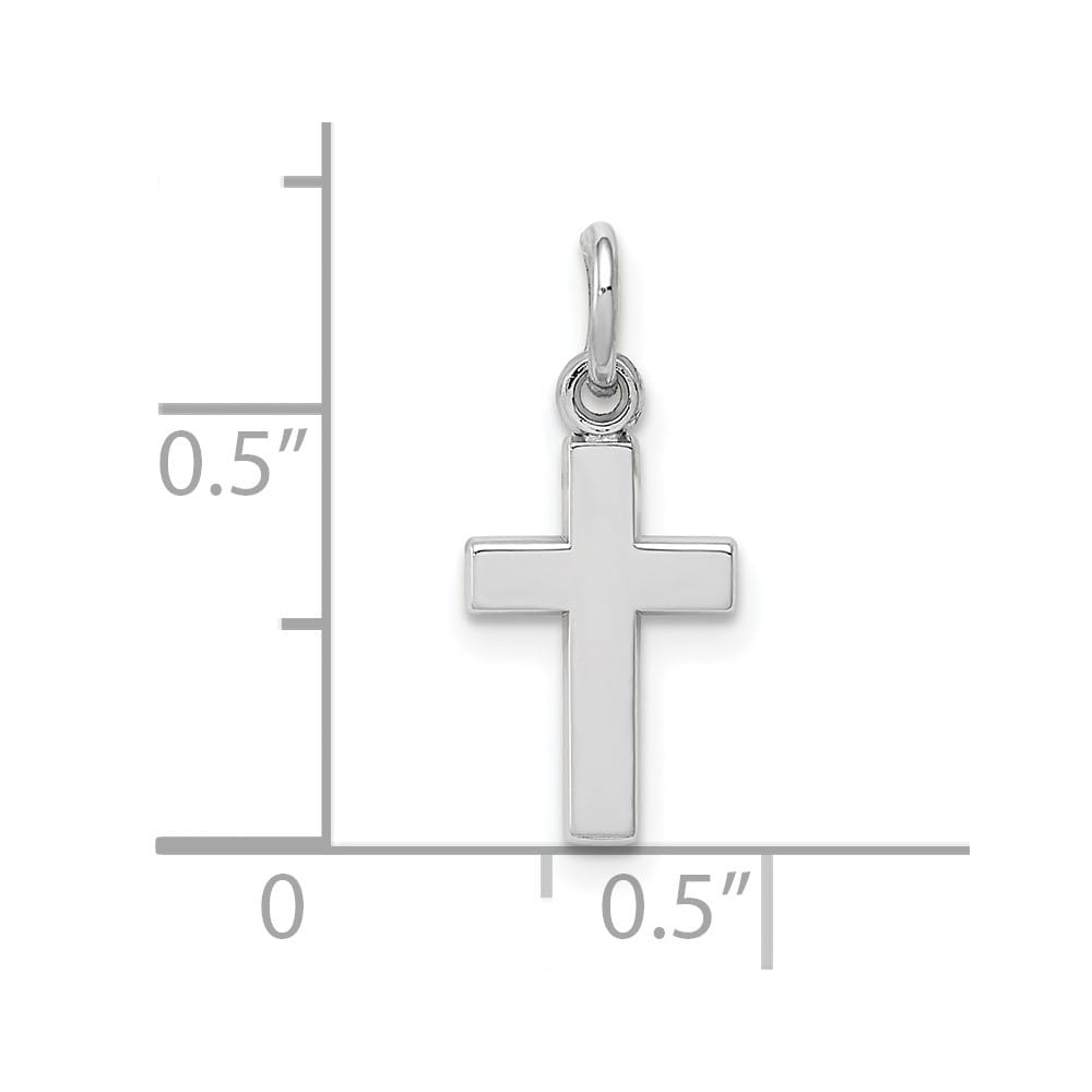 10K White Gold Solid Polished Medium Latin Cross Charm